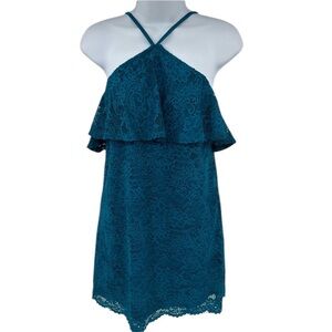Nordstrom Rack Fourteenth Place Teal Lace Halter Dress Size XS New with Tags